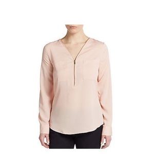 Calvin Klein roll tab zipper blouse blush medium